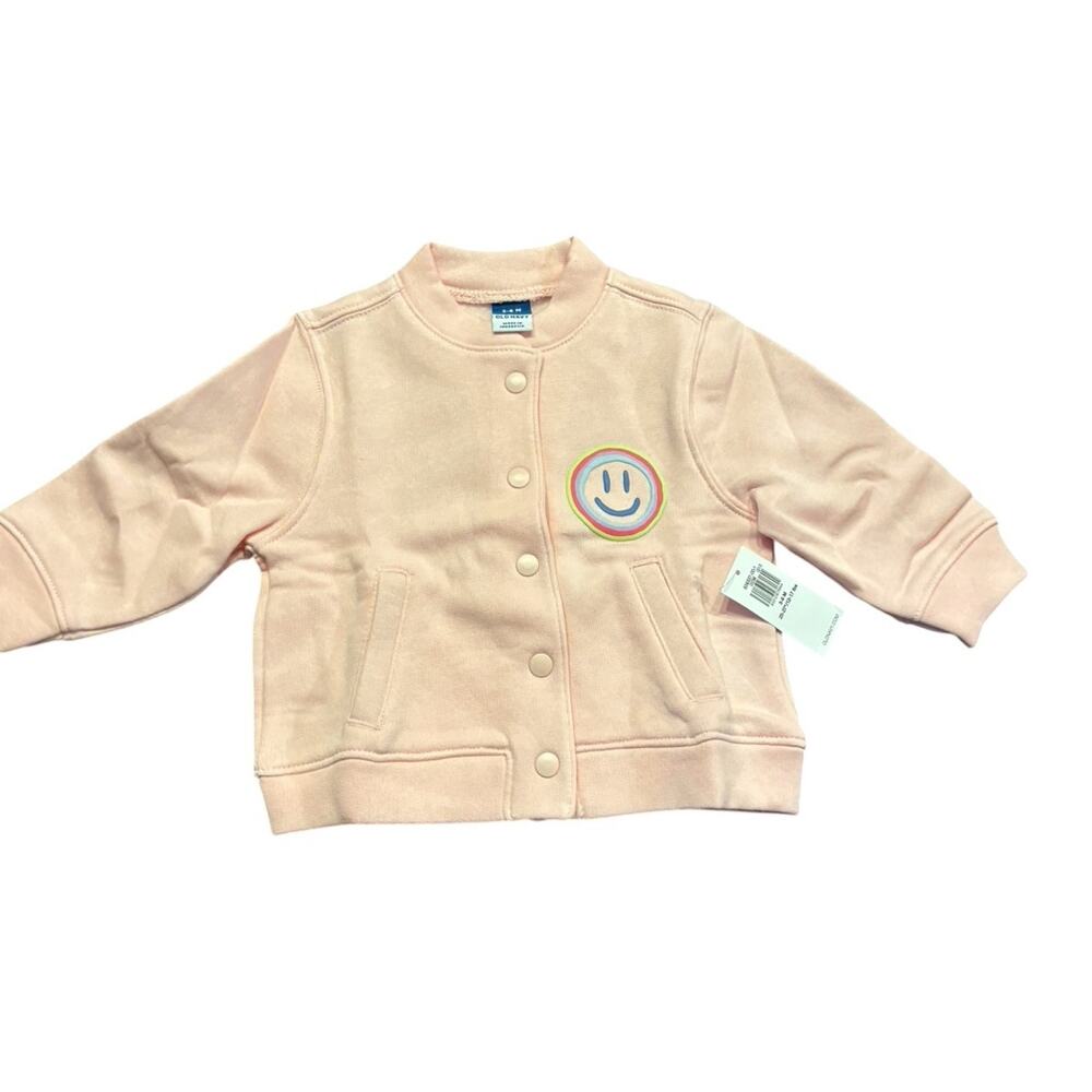 Old Navy NWT Baby Girls 0-3 Months Pink Smiley Face Bomber Jacket